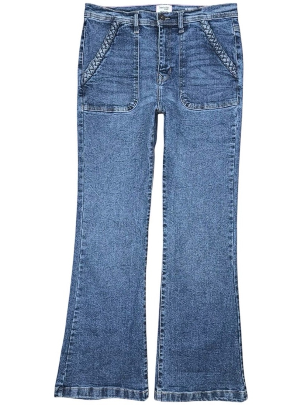 Kensie Jeans Vintage Luxe Savannah High Rise Flare Braided Patch Pocket 10 / 30